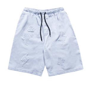 Bermuda Jeans Baggy Trip Side Cutout Symbols - Azul Claro